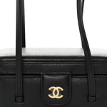 Shiny Caviar Preppy Coco Long Vanity With Strap Black