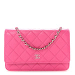 Caviar Quilted Wallet on Chain WOC Pink