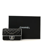 Lambskin Quilted Resin CC Mini Flap Bag Black White