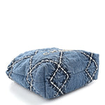 Denim Stitched Quilted Mini Chanel 22 Blue