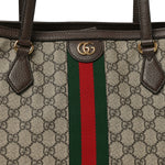 GG Supreme Monogram Textured Calfskin Web Medium Ophidia Shopping Tote Beige Ebony New Acero