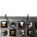 Glossy Calfskin Crystal Studded Tube Wallet On Chain Graphite