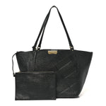 Heritage Grain Check Embossed Medium Dewsbury Tote Black