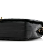 Calfskin Chevron Quilted Large Statement Flap Black