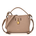 Grained Calfskin Small Padlock Top Handle Beige