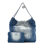 Denim Quilted Chanel 22 Blue