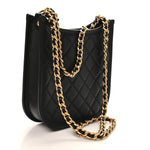 Calfskin Quilted CC Hobo Handbag Black