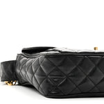 Caviar Quilted Flap Shoulder Bag Black