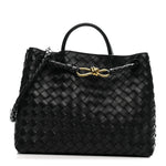 Nappa Intrecciato Medium Andiamo Shoulder Bag Black