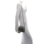 Metallic Caviar Quilted Small CC Filigree Vanity Case Dark Silver