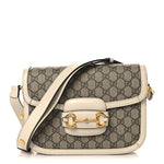 GG Supreme Monogram Horsebit 1955 Shoulder Bag Beige Mystic White