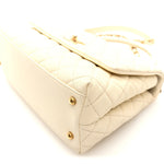 Caviar Quilted Small Coco Handle Flap White