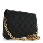 Lambskin Embossed Monogram Pochette Coussin Black