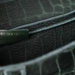Velvet Crocodile Effect Saddle Bag Green