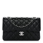 Lambskin Quilted Small Double Flap Black
