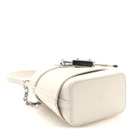 Box Calfskin Micro Shark Lock Bucket Bag White