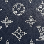 Calfskin Shadow Monogram Keepall Bandouliere 50 Ink Blue White