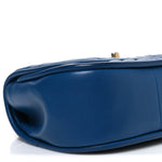 Lambskin Reverse Chevron Quilted Mini Round Top Handle Flap Blue