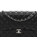 Caviar Quilted Jumbo Double Flap Black