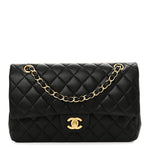 Lambskin Quilted Medium Double Flap Black
