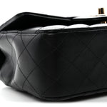 Lambskin Quilted Mini Top Handle Rectangular Flap Black