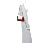 Nappa Patent Calfskin Two-Toned Small Monogram Kate Satchel Off White Oxblood Red