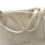 Calfskin Cuir Small Triomphe Cabas Drawstring White