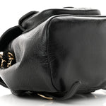 Glazed Aged Calfskin Quilted Small Duma Drawstring Backpack Black