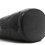 Shiny Lambskin Quilted Small Chain Is More Drawstring Bag Black