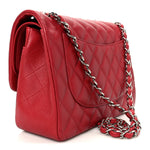 Caviar Quilted Jumbo Double Flap Dark Red