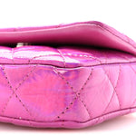 Patent Lambskin Quilted CC Hook Card Holder Pink