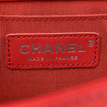 Calfskin Quilted Medium Top Handle Boy Flap Red