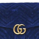 Velvet Matelasse GG Marmont Clutch Cobalt Blue