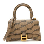 Coated Canvas BB Monogram Hourglass Top Handle Bag XS Beige Brown