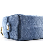 Washed Denim Quilted Mini Chanel 25 Handbag Blue