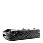 Distressed Patent Quilted Medium Double Flap Black