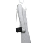 Caviar Quilted Perforated Metal CC Wallet On Chain WOC Black