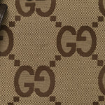 Monogram Jumbo GG Textured Dollar Calfskin Web Small Tote Bag Camel Ebony New Acero