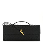 Nappa Intrecciato Long Andiamo Top Handle Clutch Black