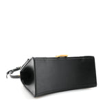 Shiny Box Calfskin Small Hourglass Top Handle Bag Black