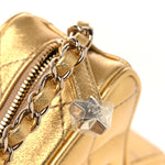 Metallic Lambskin Quilted Walk Of Fame Star Bag Gold