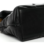 Lambskin Quilted Small Loulou Puffer Monogram Chain Satchel Black