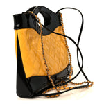 Patent Calfskin Quilted Mini 31 Shopping Bag Yellow Black