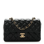 Lambskin Quilted Mini Rectangular Flap Black