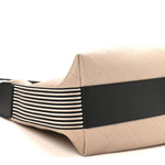 Calfskin Stitched Large Stripe Hobo Beige Black