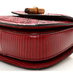 Moire Fabric Calfskin Rhinestone Monogram Monochrome Lizard Embossed Mini Bamboo 1947 Top Handle Chain Bag Red