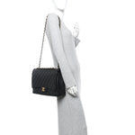 Caviar Quilted Maxi Double Flap Black