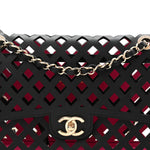 Lambskin Sea Through Flap Black Multicolor