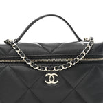 Caviar Quilted Top Handle Slim Vanity With Chain Black