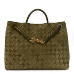 Suede Intrecciato Medium Andiamo Shoulder Bag Mud